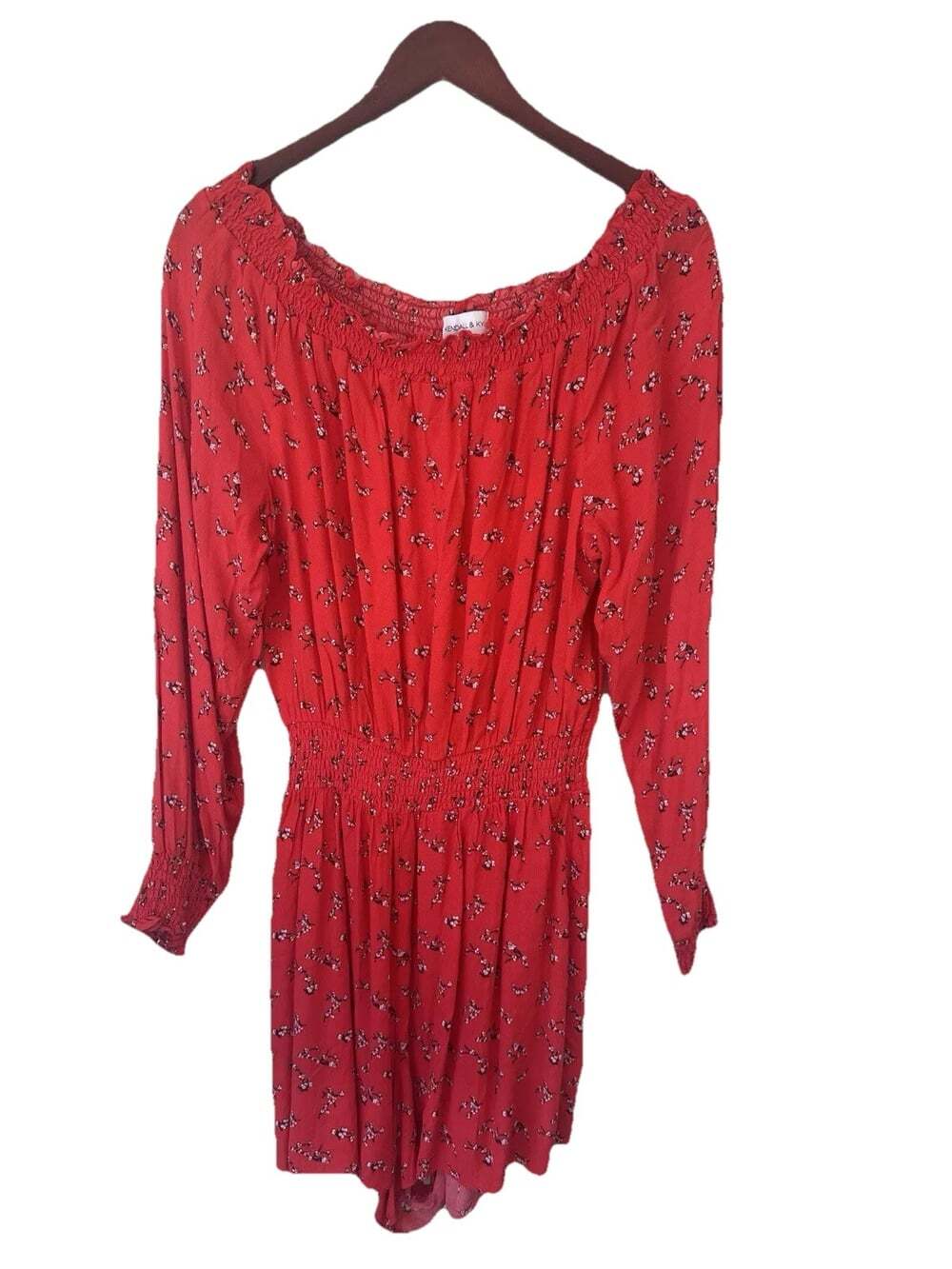 Woman’s Long Sleeve Red Romper Size X-Large Kendall & Kylie Cherry Blossom